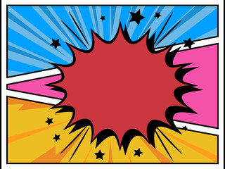 A colorful pop art background with an explosion comic speech bubble. Perfect for adding a retro, vibrant, and energetic feel to social media, posters, and web design