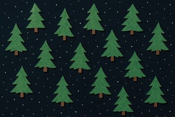 Obraz premium Paper trees on starry background.