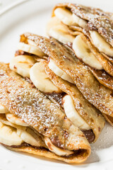 Sweet Homemade Chocolate Banana French Crepes