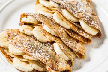 Sweet Homemade Chocolate Banana French Crepes