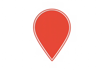 Red location pin outline icon pointing position, finding address, tracing route on transparent background