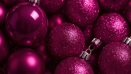Vibrant magenta Christmas ornaments sparkle desktop wallpaper