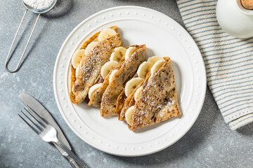 Sweet Homemade Chocolate Banana French Crepes