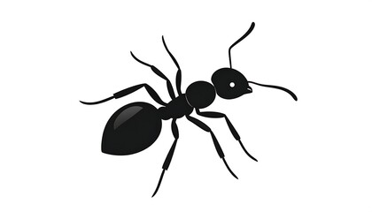 Black graphic depicting an ant in a side profile view, isolated