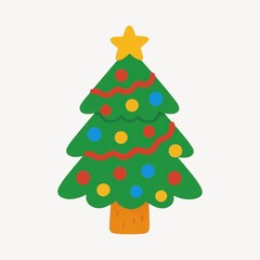 Fototapeta premium Colorful festive Christmas tree illustration.