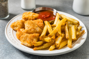 Healthy Breaded Chicken Nuggets and French Fries