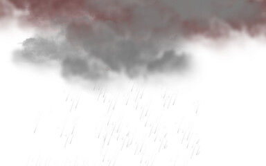 rainy cloud with rain drops isolated on  black background