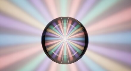 Refractive sphere reflecting radial pastel hues creating a captivating kaleidoscopic display of color and light