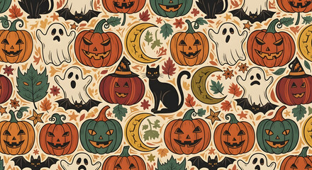 seamless pattern with funny cartoon birds