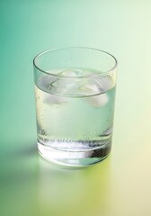 Refreshing glass of water filled with ice on vibrant background scene