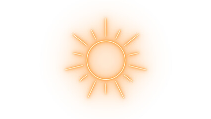 Illustration of orange neon sun icon isolated on transparent background
