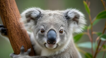 Naklejka premium Close-Up Portrait of a Cute Koala