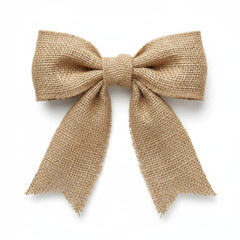 Rustic tan burlap gift bow with fringed edges