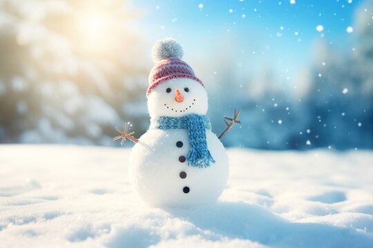 Snowman outdoors winter nature. - Powered by Adobe