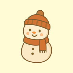 Cute Snowman Cartoon Vector Illustration