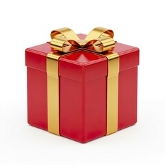 A bright, modern 3D render, flat Christmas ornaments design with smooth, polished surfaces and highly saturated colors of deep red, rich emerald green, and lustrous metallic gold on a white background