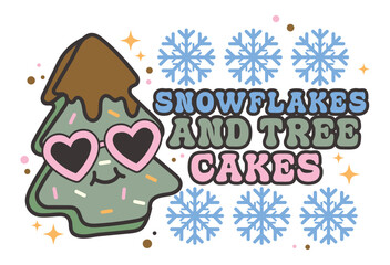 Christmas cake illustration vector, christmas tree