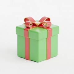 Obraz premium A bright, modern 3D render, flat Christmas ornaments design with smooth, polished surfaces and highly saturated colors of deep red, rich emerald green, and lustrous metallic gold on a white background