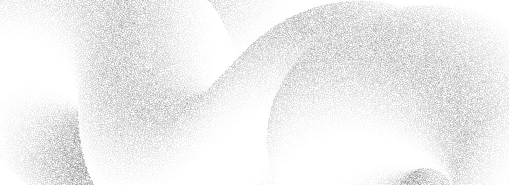 Stippled wavy sand grain texture. Dotted curved gradient wave background. Grunge gritty noise dot work wallpaper with particles, granules, speckles. Vector abstract halftone grit backdrop overlay