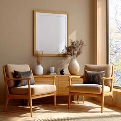 Cozy and Modern Living Room with Stylish Chairs and Neutral Color Palette