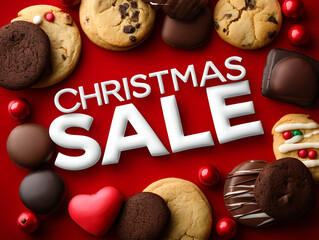Festive Cookie Display for Christmas Sale with Colorful Treats and Decorations