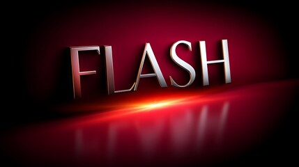 Bright Flash Text on Dark Background with Reflections and Light Effects