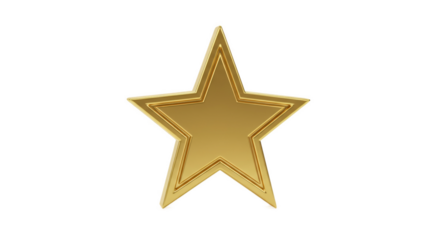 Golden Star 3D Isolated Element Shiny Glow