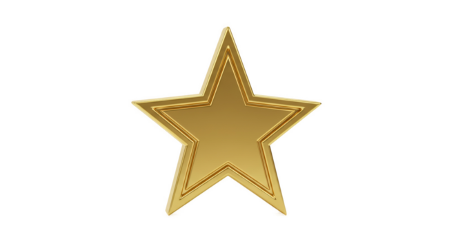 Golden Star 3D Isolated Element Shiny Glow