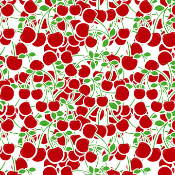 Scattered fruit cherries seamless pattern in vector illustration format
