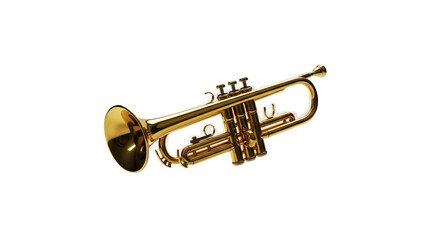 Obraz premium Golden Trumpet Isolated 3D Realistic Photo With Soft Lighting