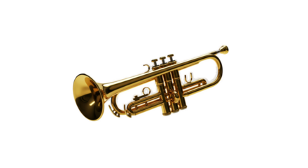 Golden Trumpet Isolated 3D Realistic Photo With Soft Lighting