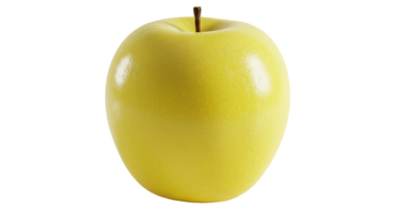 Golden Yellow Apple Isolated Transparent Background Realistic 3D Render