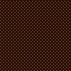 Rustical design Dark chocolate brown background with small pink and yellow beige polka dots Simple abstract geometric fabric pattern Minimalistic design
