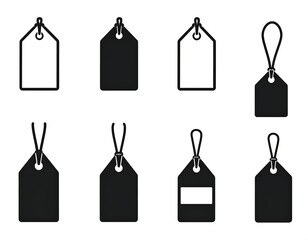 Black and white set of generic price tags and labels