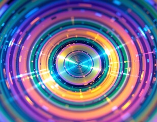 Iridescent Pebble with Colorful Concentric Rings