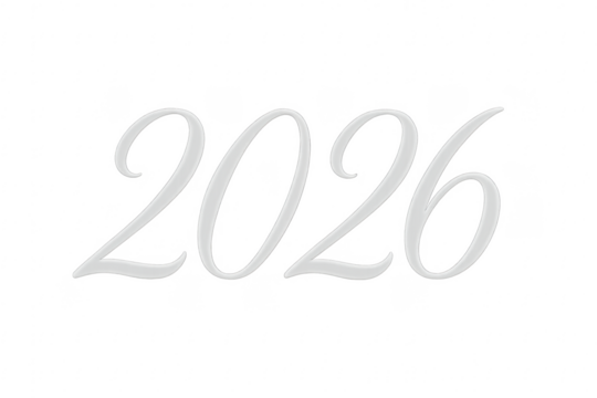 Year 2026 white elegant calligraphy lettering