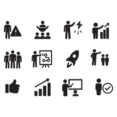 Management icons set vector