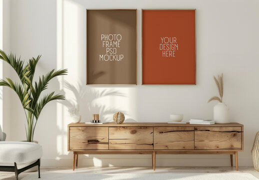 Minimalist Living Room Decor Frame Mockup PSD