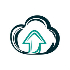 Cloud Upload Icon with Upward Arrow Symbol a solid ivory cloud upload icon with a rounded cloud base and upward arrow