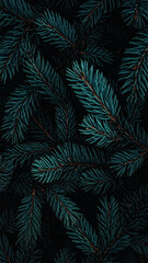 Evergreen Branch Texture: A detailed close-up reveals the intricate texture of lush, vibrant evergreen branches, evoking a sense of calm and natural beauty.