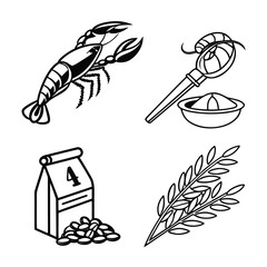 Minimal black vector icon set clean line design isolated on white background