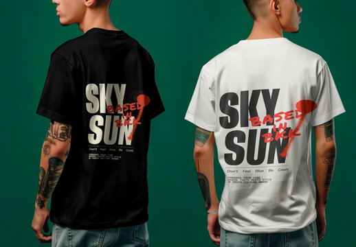 Trendy Graphic T-shirts Mockup PSD