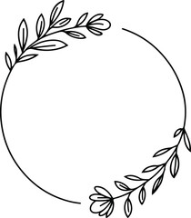 Floral Leaf Wreath Circle Frame Collection Hand-Drawn Decorative Vector Illustration for Wedding and Invitation Design