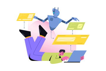 AI Collaboration and Intelligent Data Management Illustration