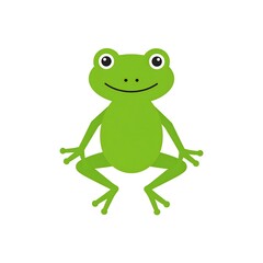 Obraz premium Cartoon-style green frog with big eyes and a friendly smile