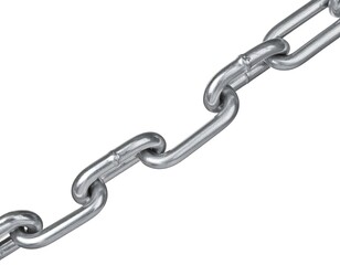 Obraz premium Close-up of a shiny, metallic chain against a plain white background