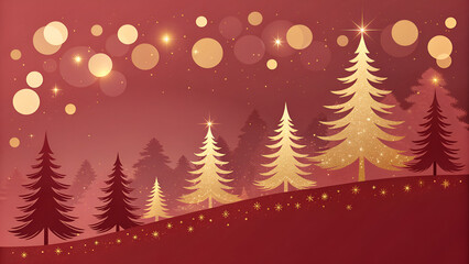 Obraz premium A beautiful vector illustration of a Christmas tree in a snowy winter landscape, perfect for a holiday season card