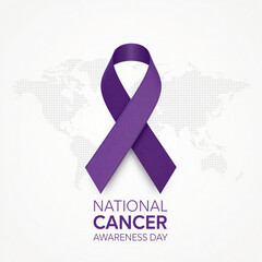 Purple ribbon symbolizing national cancer awareness and support for a cure
