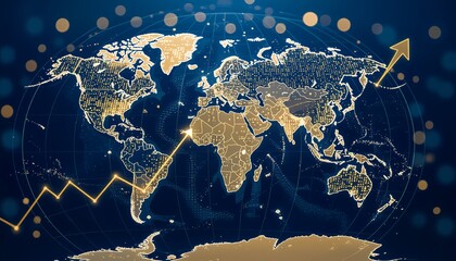 Digital world network shows successful stock market investment strategy