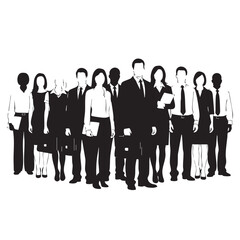 Diverse Business Professionals Group Standing Together with Briefcases and Documents Representing Corporate Workforce and Collaboration